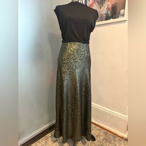 Zara Black and Gold Midi Skirt